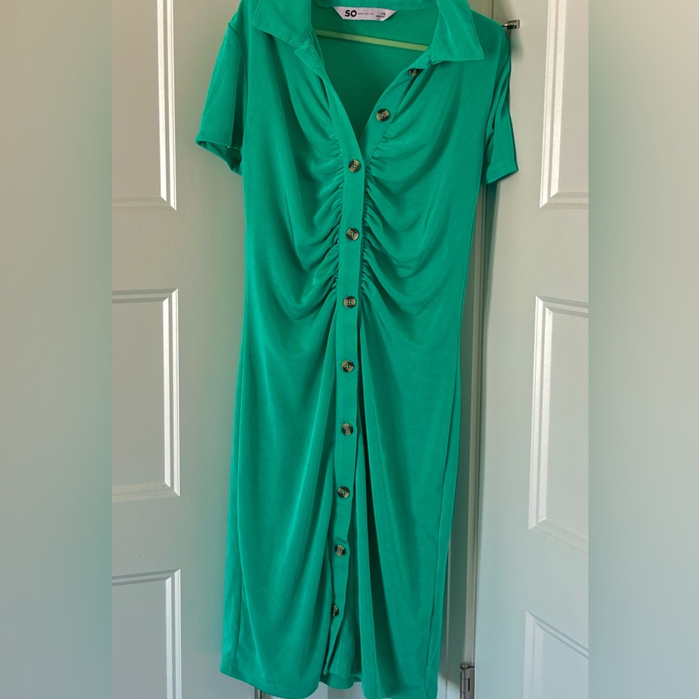 Kohl’s Rutched Green Buttoned Women’s Dress